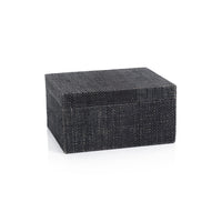 Bumi Deep Blue Raffia Chambray Decorative Box, Large | Bone & Brass