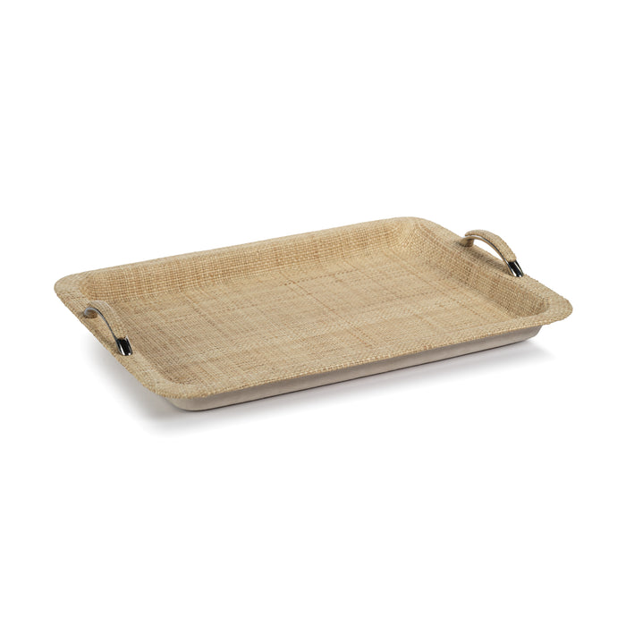 Annecy Raffia and Chambray Serving Tray 