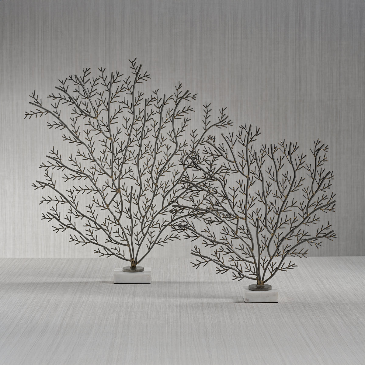 Cetus Coral Branch Metal Sculpture on Marble Base, Large - Detail View | Bone & Brass