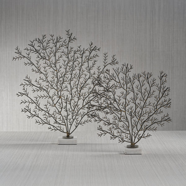 Cetus Coral Branch Metal Sculpture on Marble Base, Large - Detail View | Bone & Brass