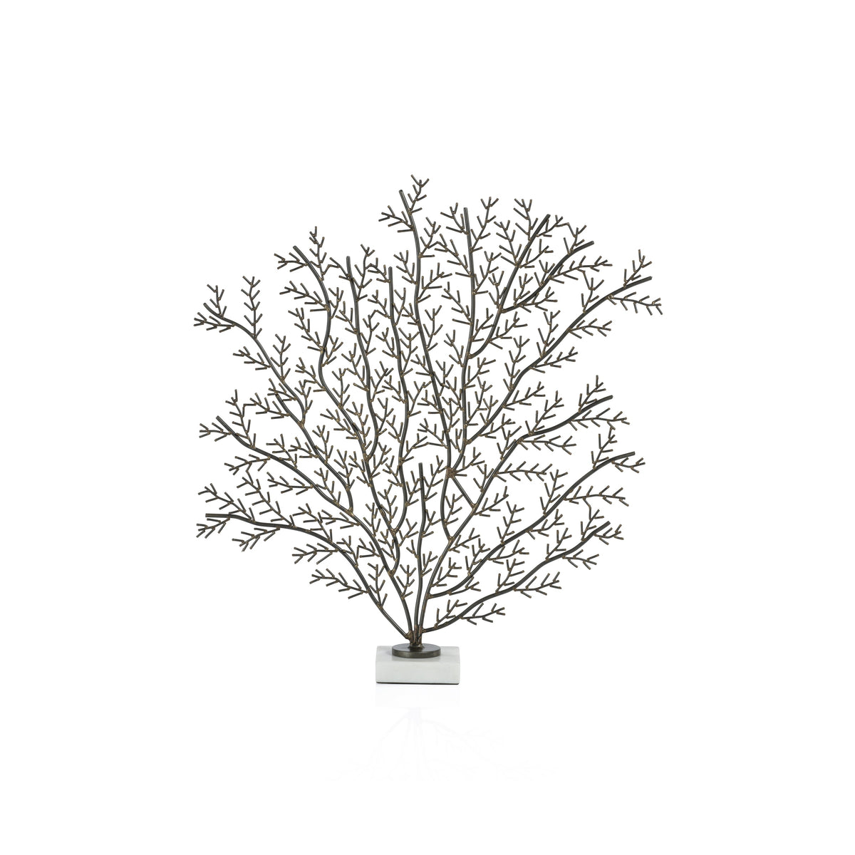Zinc Coral Branch Metal Sculpture on Marble Base