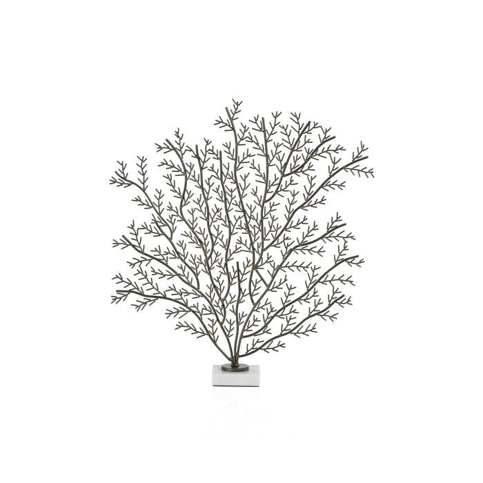 Cetus Coral Branch Metal Sculpture on Marble Base, Large | Bone & Brass