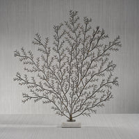 Zinc Coral Branch Metal Sculpture on Marble Base