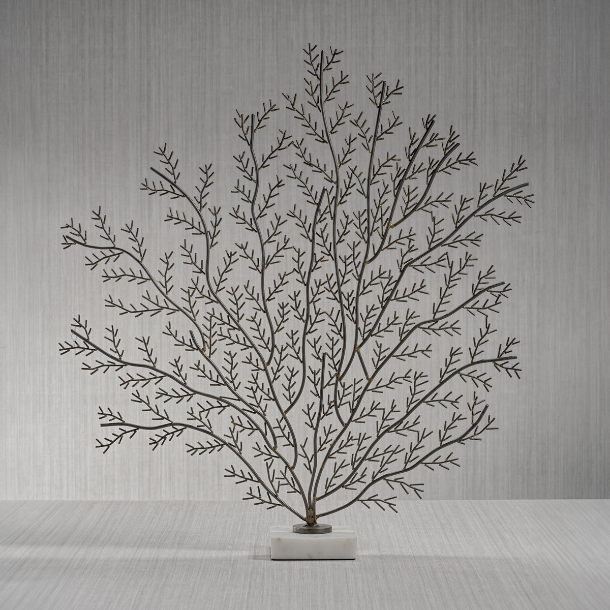 Cetus Coral Branch Metal Sculpture on Marble Base, Extra Large - Detail View | Bone & Brass