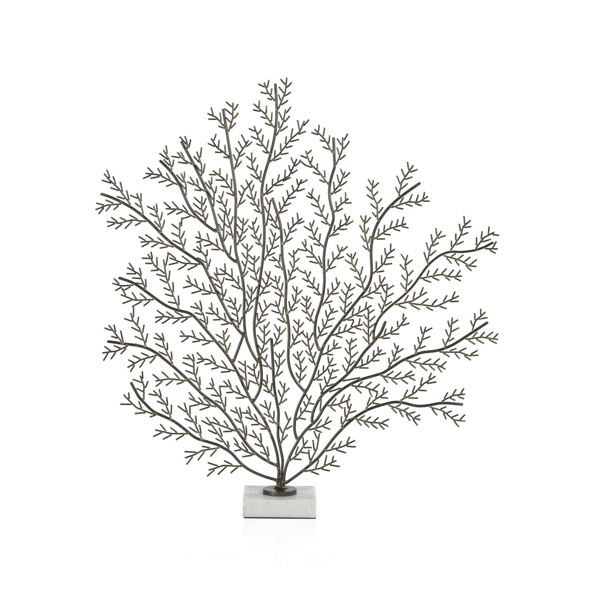 Zinc Coral Branch Metal Sculpture on Marble Base