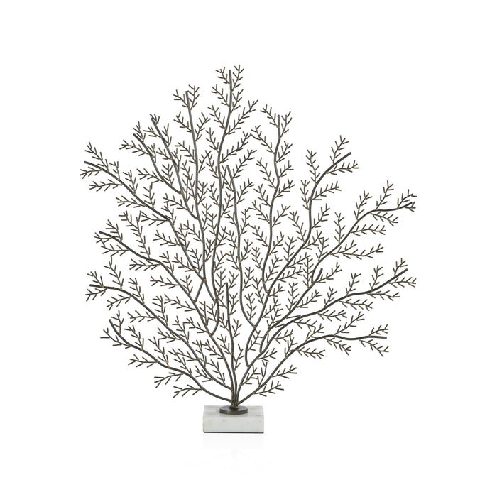 Cetus Coral Branch Metal Sculpture on Marble Base, Extra Large | Bone & Brass
