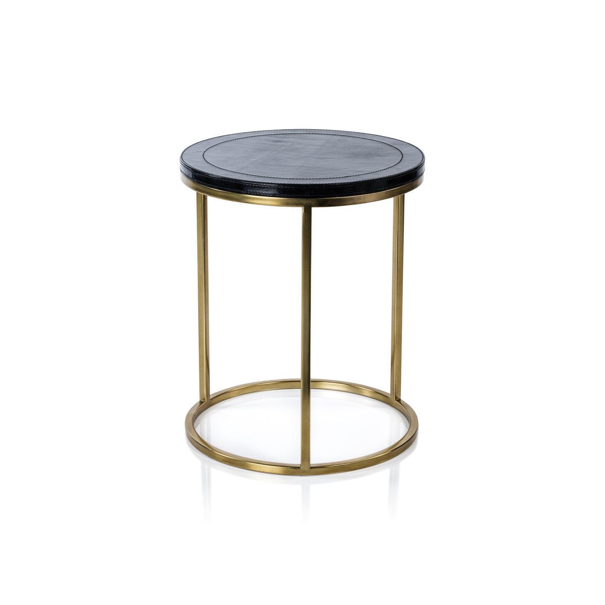 Harlow Blue Leather on Brass Nested Tables, Set of 2 - Table Top View | Bone & Brass