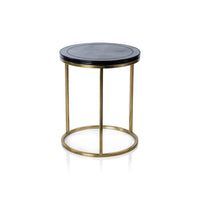 Harlow Blue Leather on Brass Nested Tables, Set of 2 - Table Top View | Bone & Brass