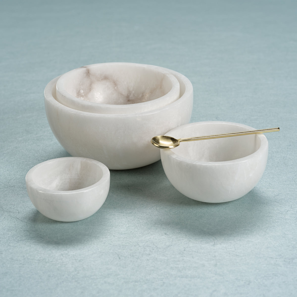 Baltic Medium White Alabaster Bowls, Set of 2