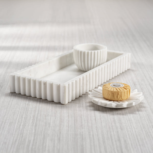 Calabria White Scalloped Vanity Marble Tray