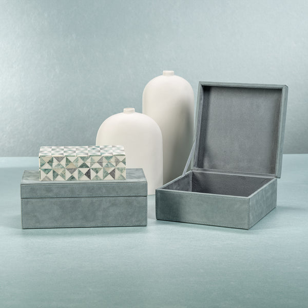 Carpi Slate Blue Suede Decorative Box