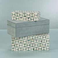 Carpi Slate Blue Suede Decorative Box
