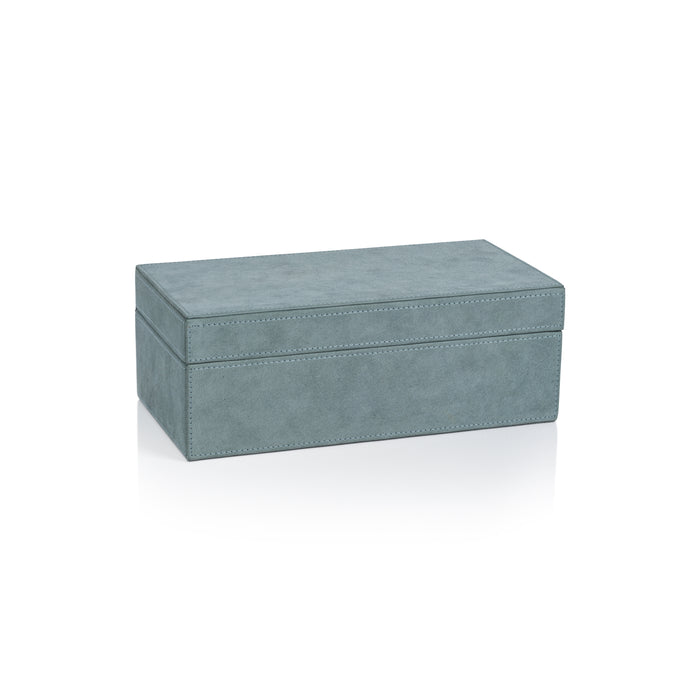 Carpi Slate Blue Suede Decorative Box