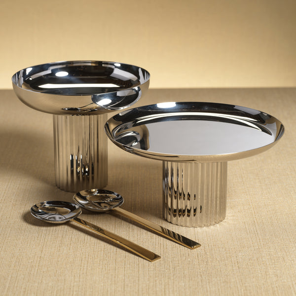 Stanley Polished Stainless Steel Footed Cake Stand