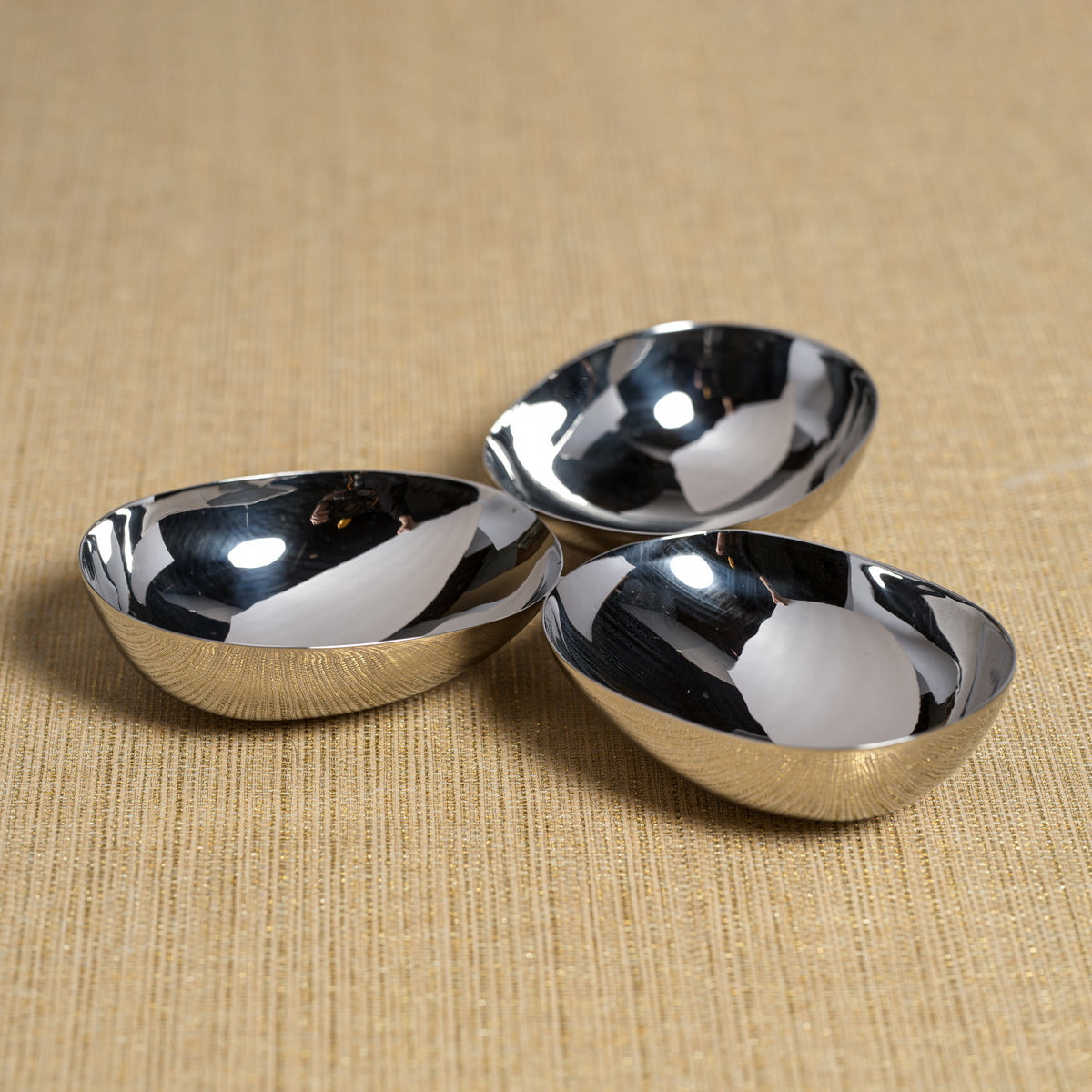 Stanley Polished Stainless Steel Triple Nut Bowl