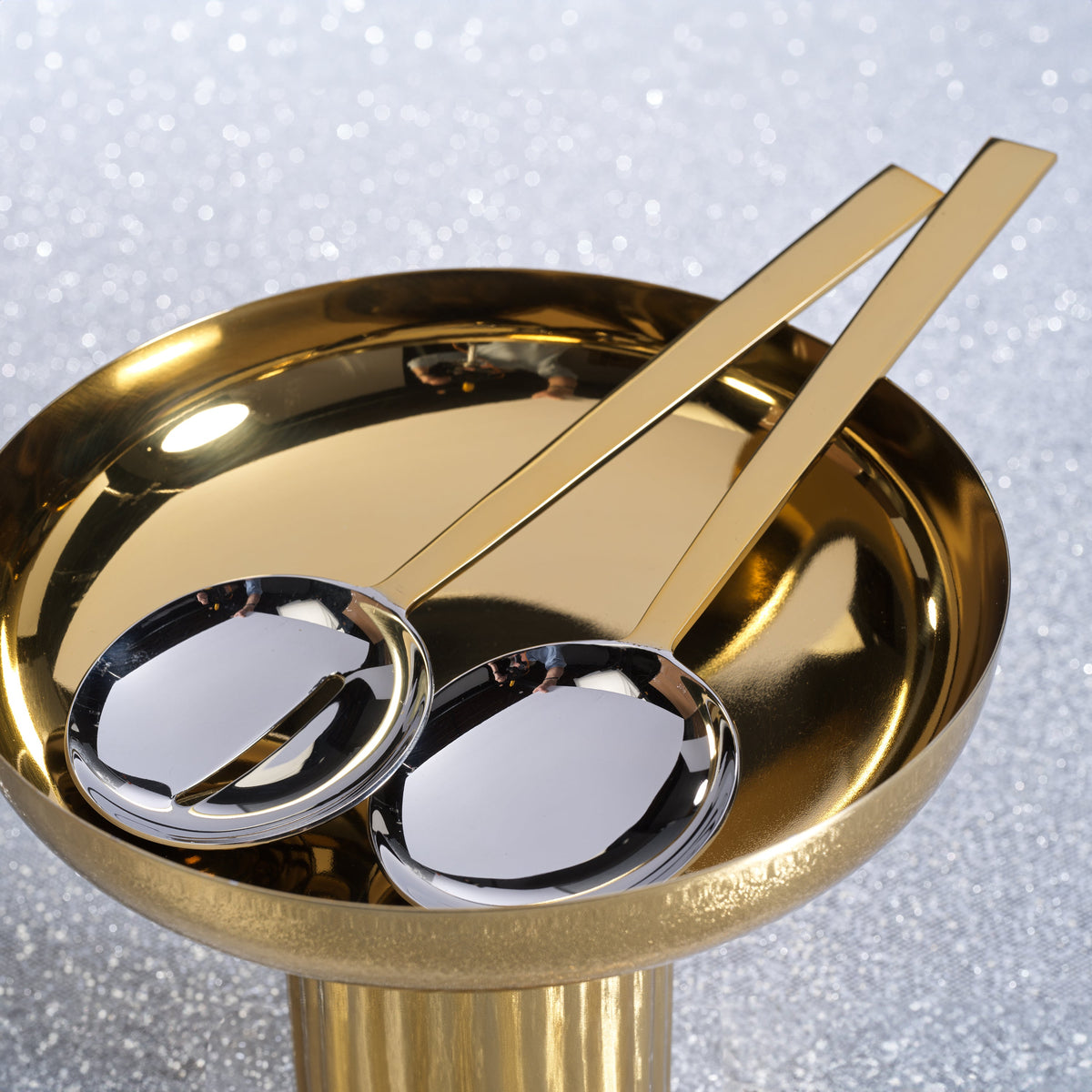 Stanley Two-Tone Polished Salad Server Set