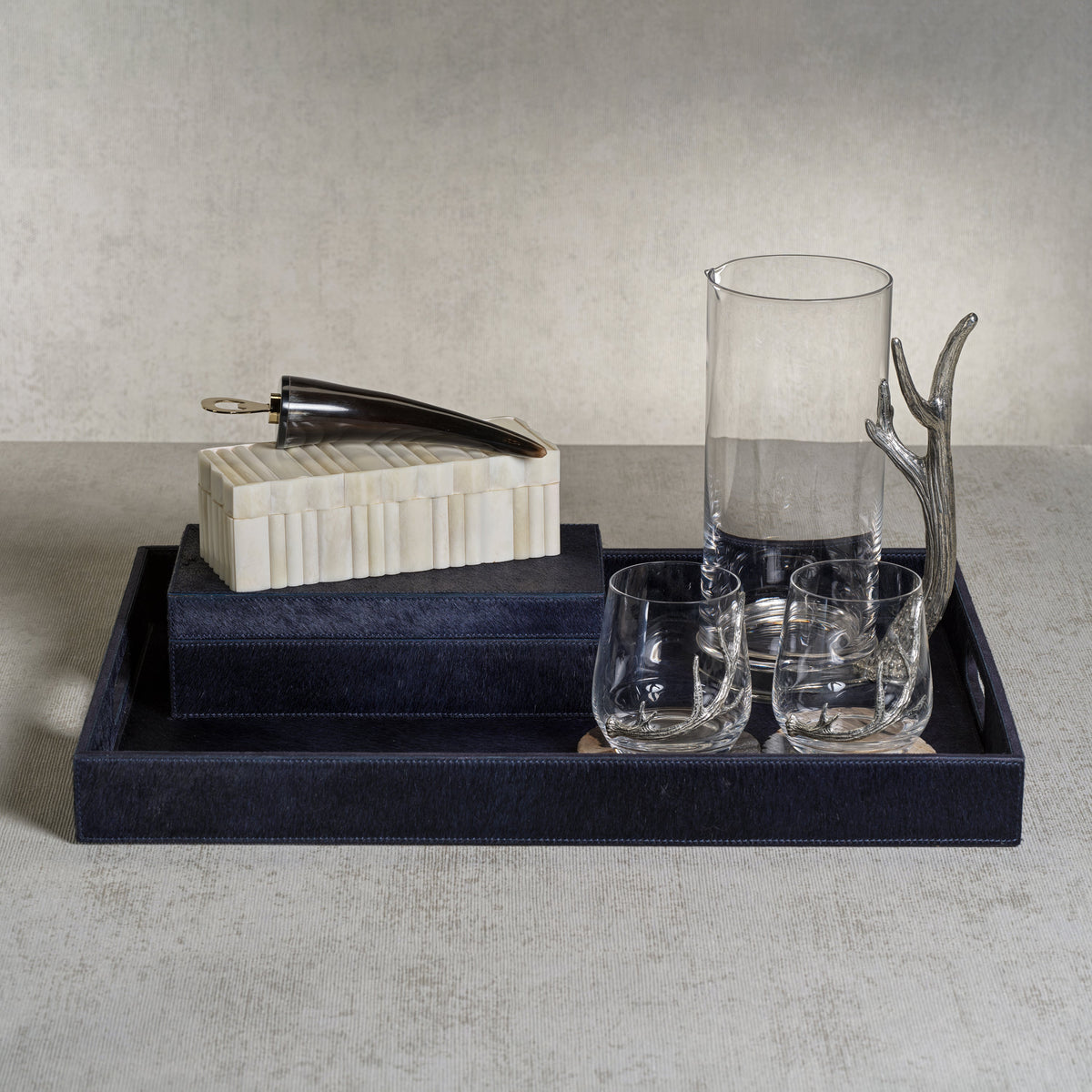Cameron White Bone Scalloped Decorative Box - Box Top View | Bone & Brass