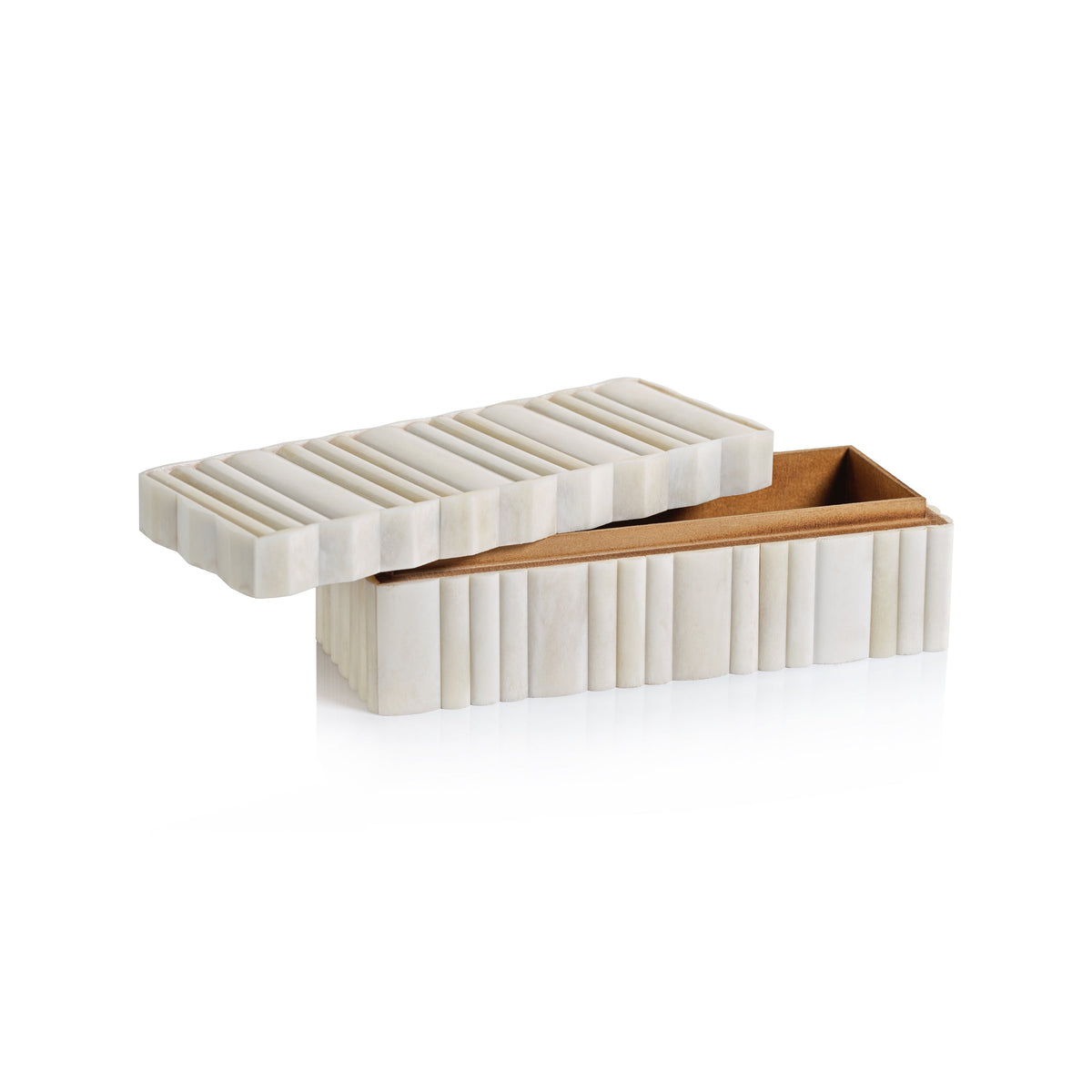 Cameron White Bone Scalloped Decorative Box - Box Interior View | Bone & Brass