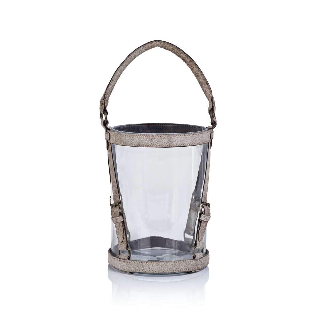 St. Moritz Hair-On-Hide Leather Glass Hurricane / Ice Bucket