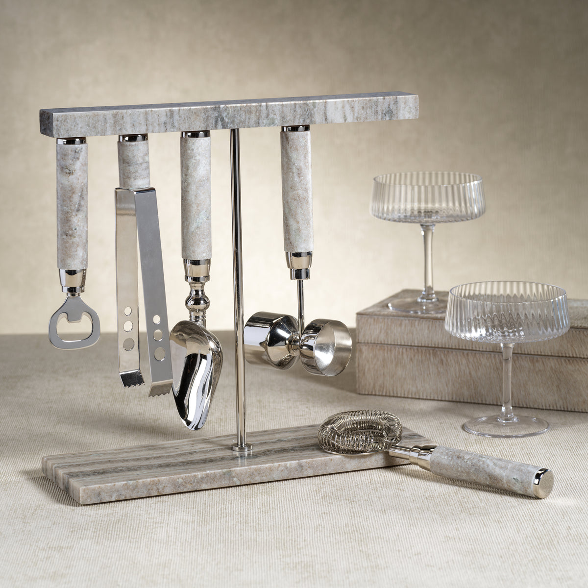 Marabella Marble 5-Piece Bar Tool Set
