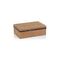 Cortina Suede Decorative Box, Burlwood Trim, Small | Bone & Brass