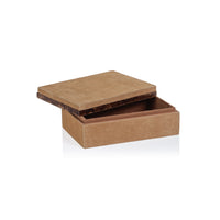 Cortina Suede Decorative Box, Burlwood Trim, Small - Box Interior View | Bone & Brass