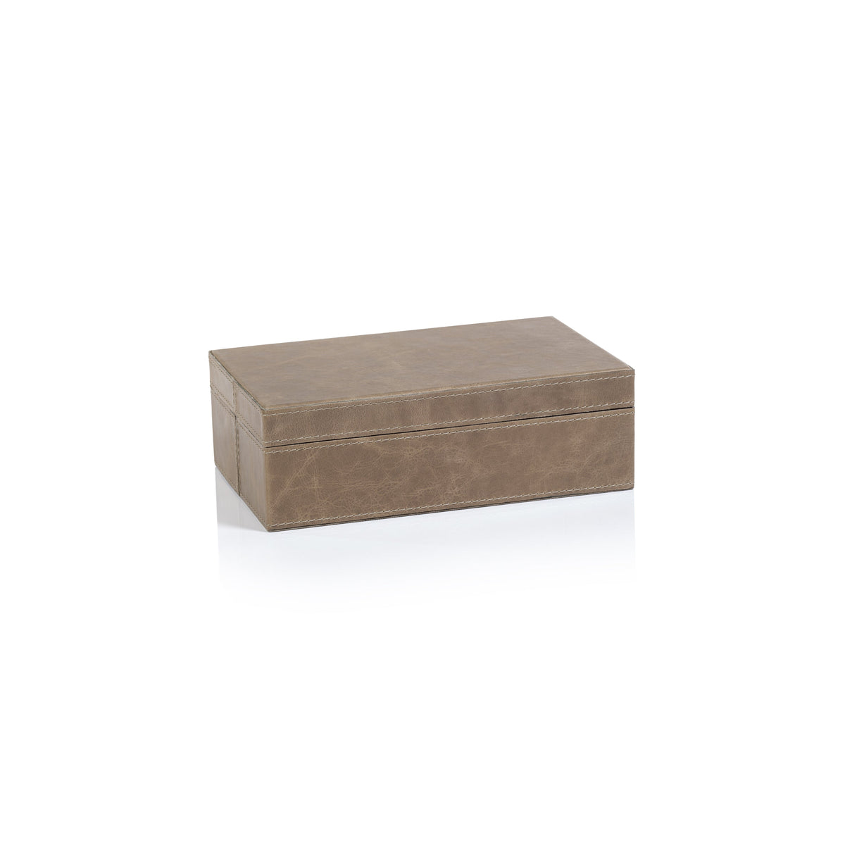 Bellecôte Mink Leather Decorative Box, Small | Bone & Brass
