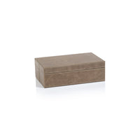 Bellecôte Mink Leather Decorative Box, Small | Bone & Brass