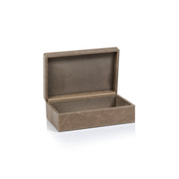 Bellecôte Mink Leather Decorative Box, Small - Box Top View | Bone & Brass