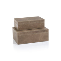Bellecôte Mink Leather Decorative Box, Small - Box Interior View | Bone & Brass