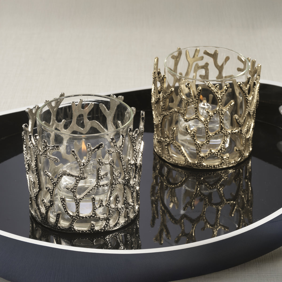 Coral Sea Brass Hurricane w/ Glass Insert