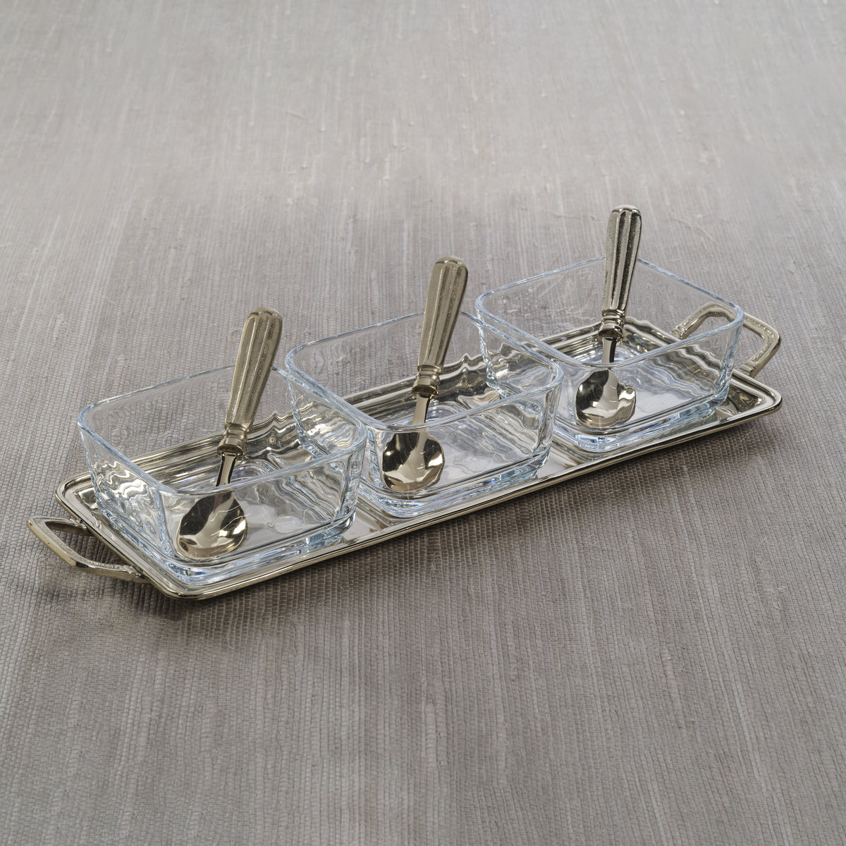 Roussillon Brass Condiment Set with Spoons