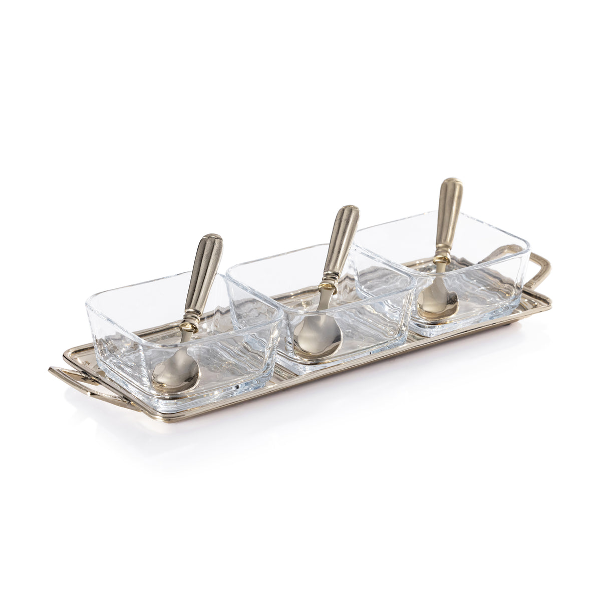 Roussillon Brass Condiment Set with Spoons
