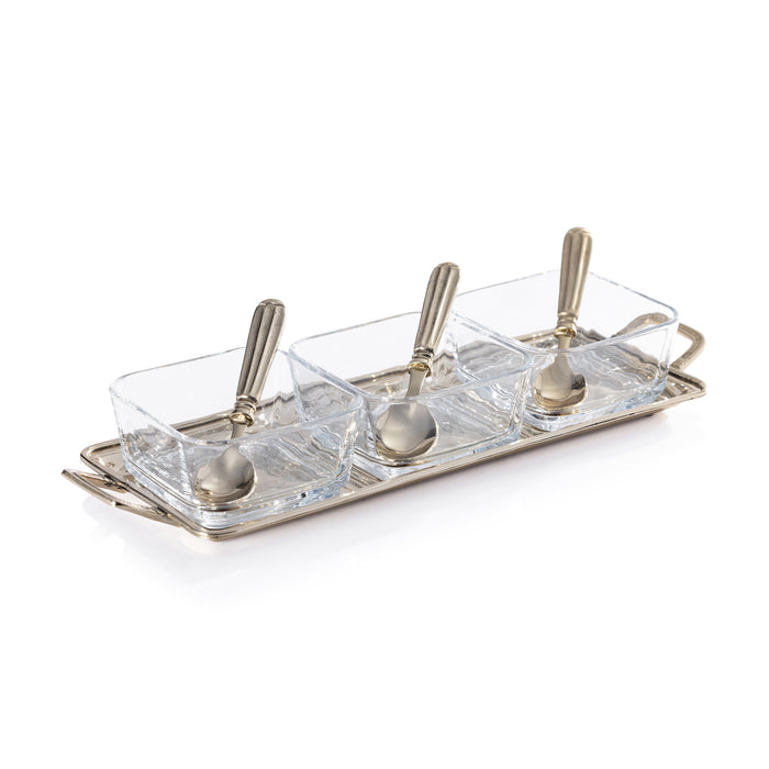 Roussillon Brass Condiment Set with Spoons