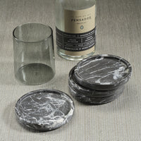 Black Marble Coasters, Set of 4 - Linen Detail | Bone & Brass