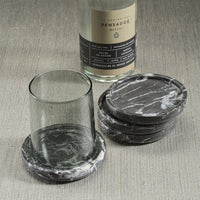 Black Marble Coasters, Set of 4 - Linen Texture Detail | Bone & Brass