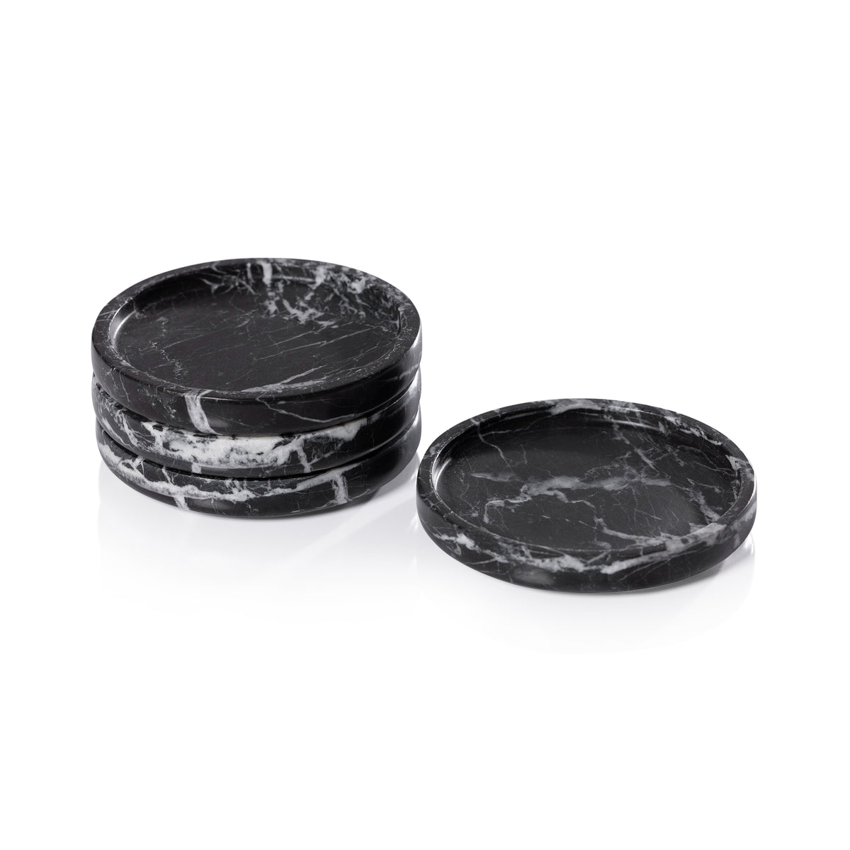 Black Marble Coasters, Set of 4 | Bone & Brass