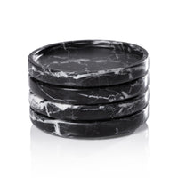 Black Marble Coasters, Set of 4 - Linen Draped View | Bone & Brass
