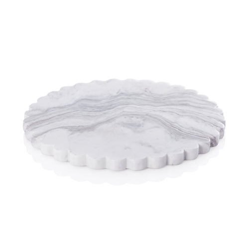 Round Scalloped Marble Serving Board | Bone & Brass