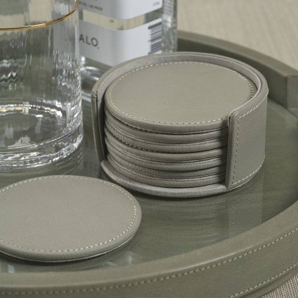 Ruvo Gray Leather Coaster Set