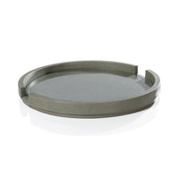 Ruvo Sage Leather Serving Tray with Glass Insert