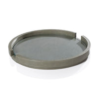 Ruvo Sage Leather Serving Tray with Glass Insert