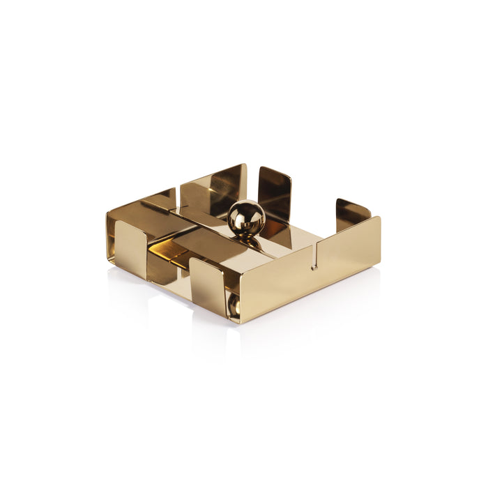Bento Polished Gold Cocktail Napkin Holder