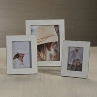 Nappa White & Gray Leather Photo Frame 4x6