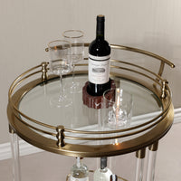 Opus Gold Round Bar Cart, Large - Bar Cart Side View | Bone & Brass