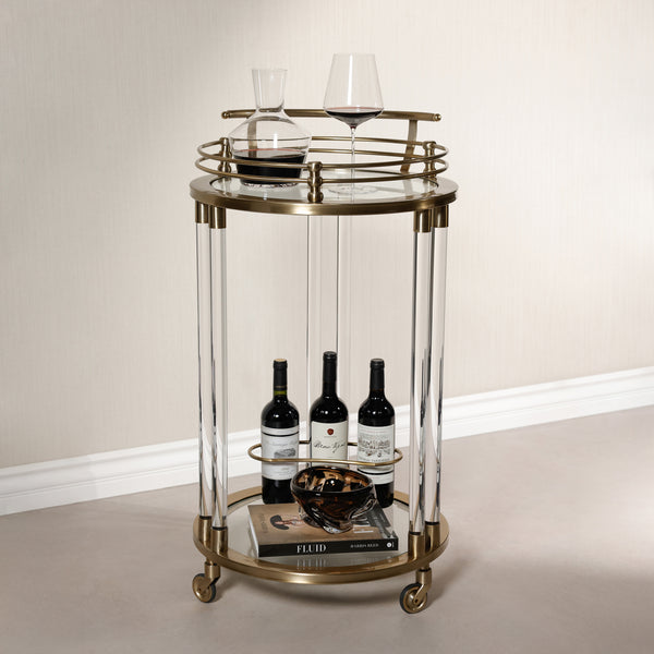 Opus Gold Round Bar Cart, Medium - Bar Cart Detail | Bone & Brass