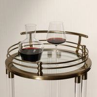 Opus Gold Round Bar Cart, Medium - Bar Cart Shelf Detail | Bone & Brass