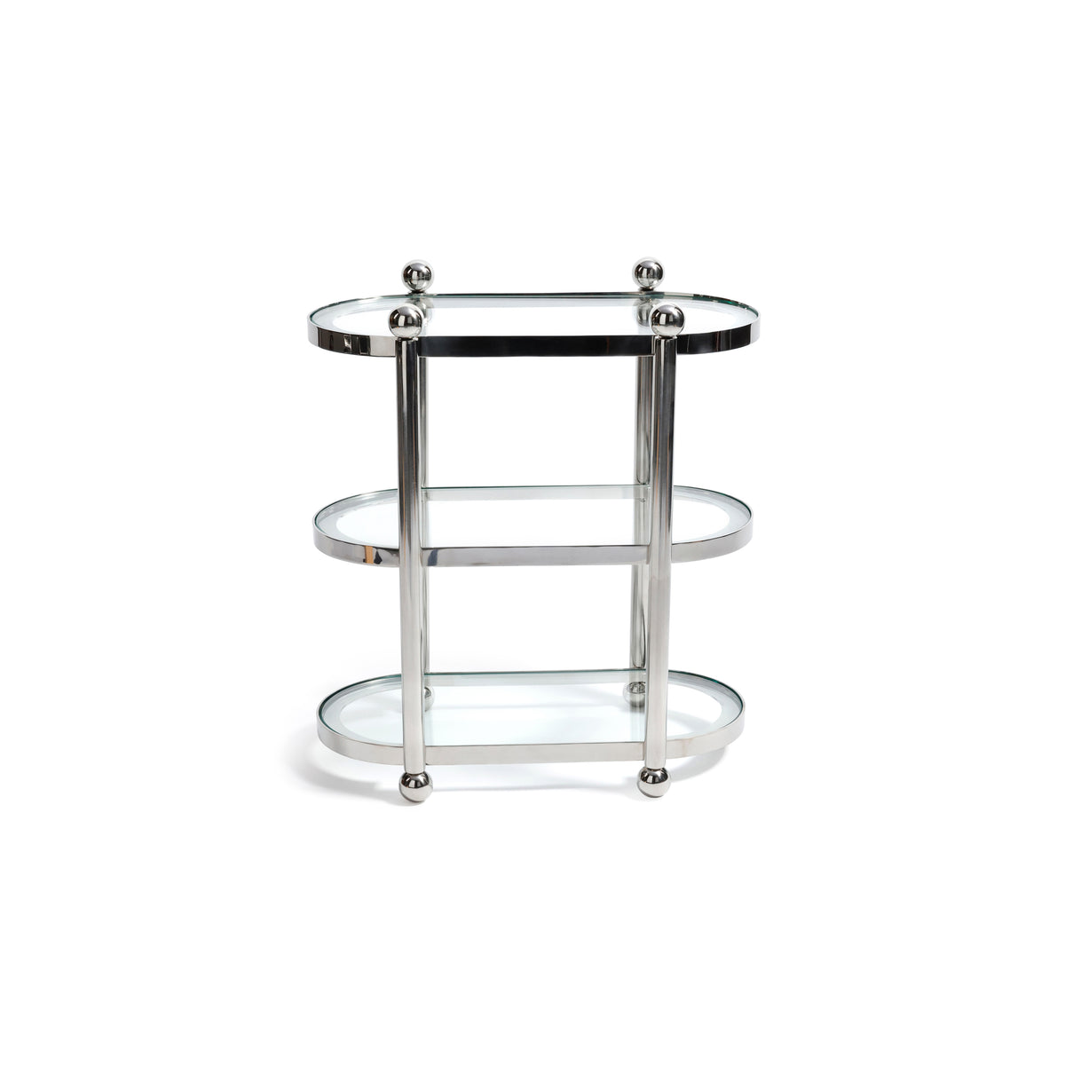 Three-Tier Nickel Oval Bar Cart - Bar Cart Side View | Bone & Brass