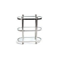Three-Tier Nickel Oval Bar Cart - Bar Cart Side View | Bone & Brass