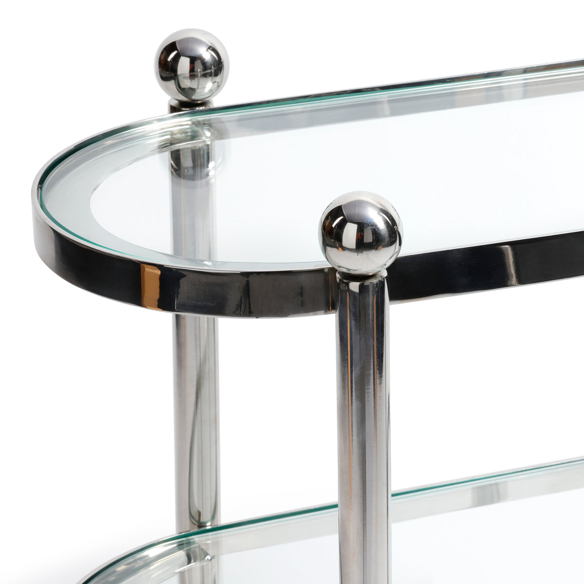 Three-Tier Nickel Oval Bar Cart - Bar Cart View | Bone & Brass
